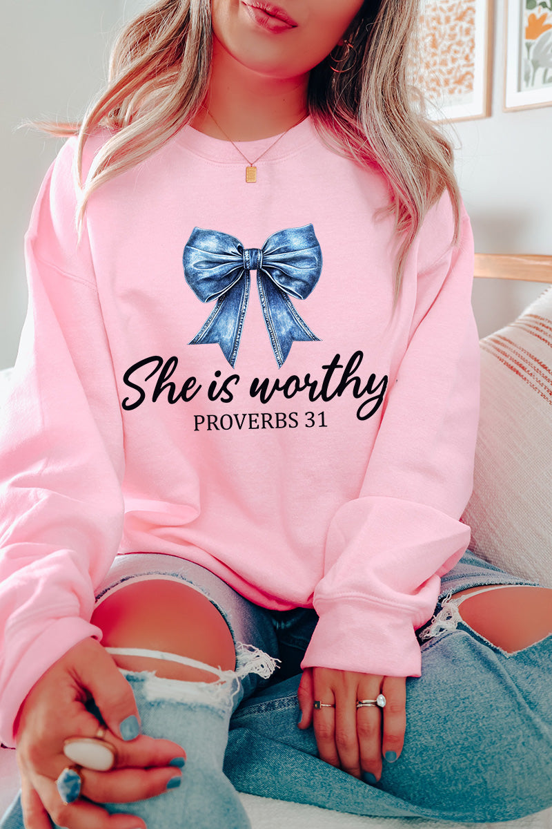 Blue Bow Worthy Heavy Blend Crew Sweatshirt product image 7