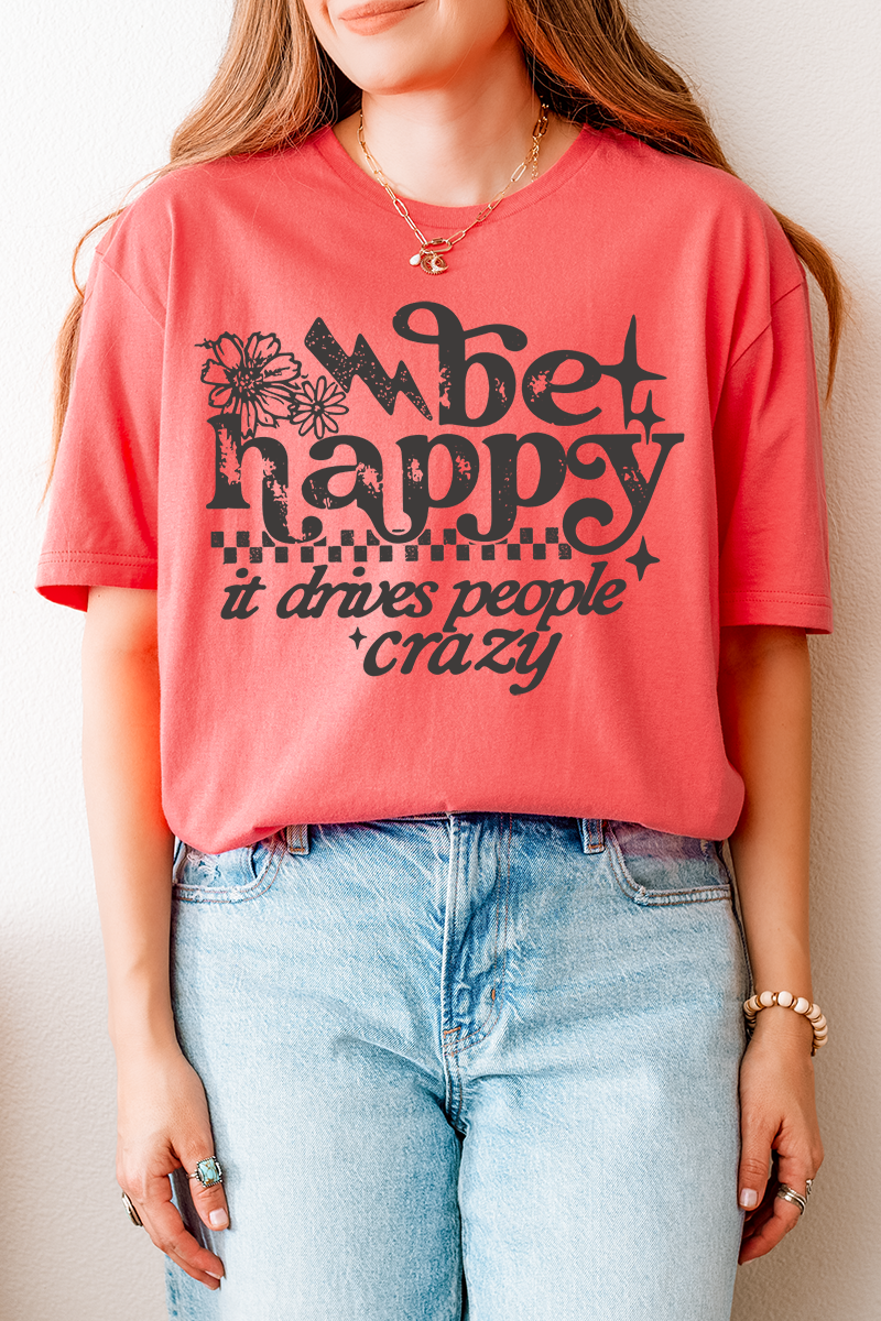 Black Be Happy Softstyle Adult T-Shirt product image 4