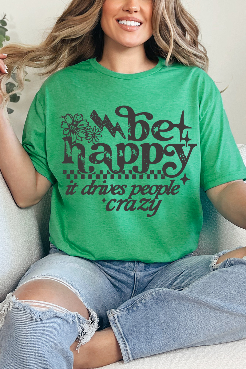 Black Be Happy Softstyle Adult T-Shirt product image 1