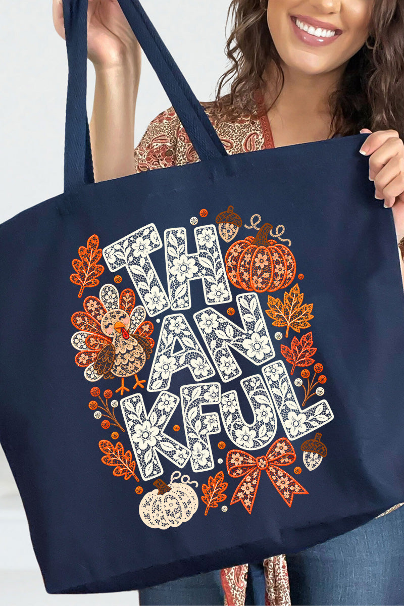 Thankful Lacework Canvas Jumbo Tote