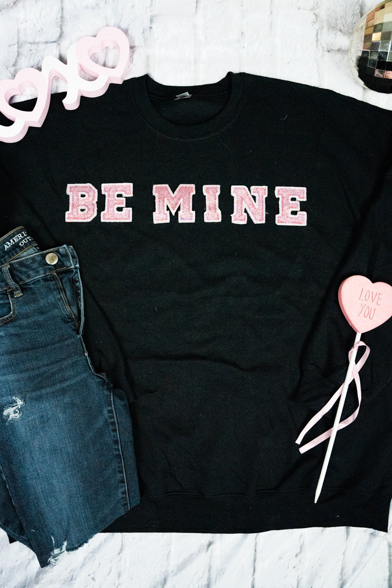 Be Mine Pink Sparkle Patch Heavy-weight Crew Sweatshirt product image 2
