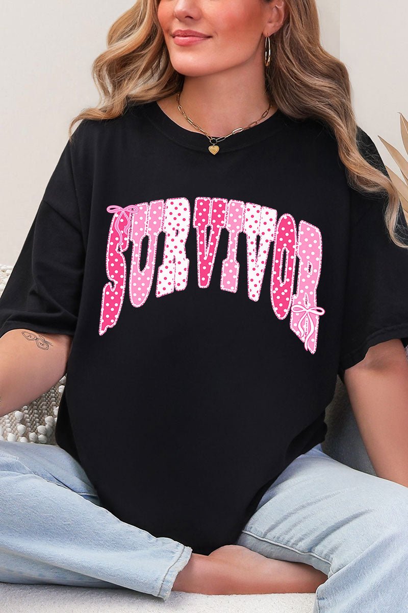 Pink Polka Pop Survivor Comfort Colors Adult Ring-Spun Cotton Tee