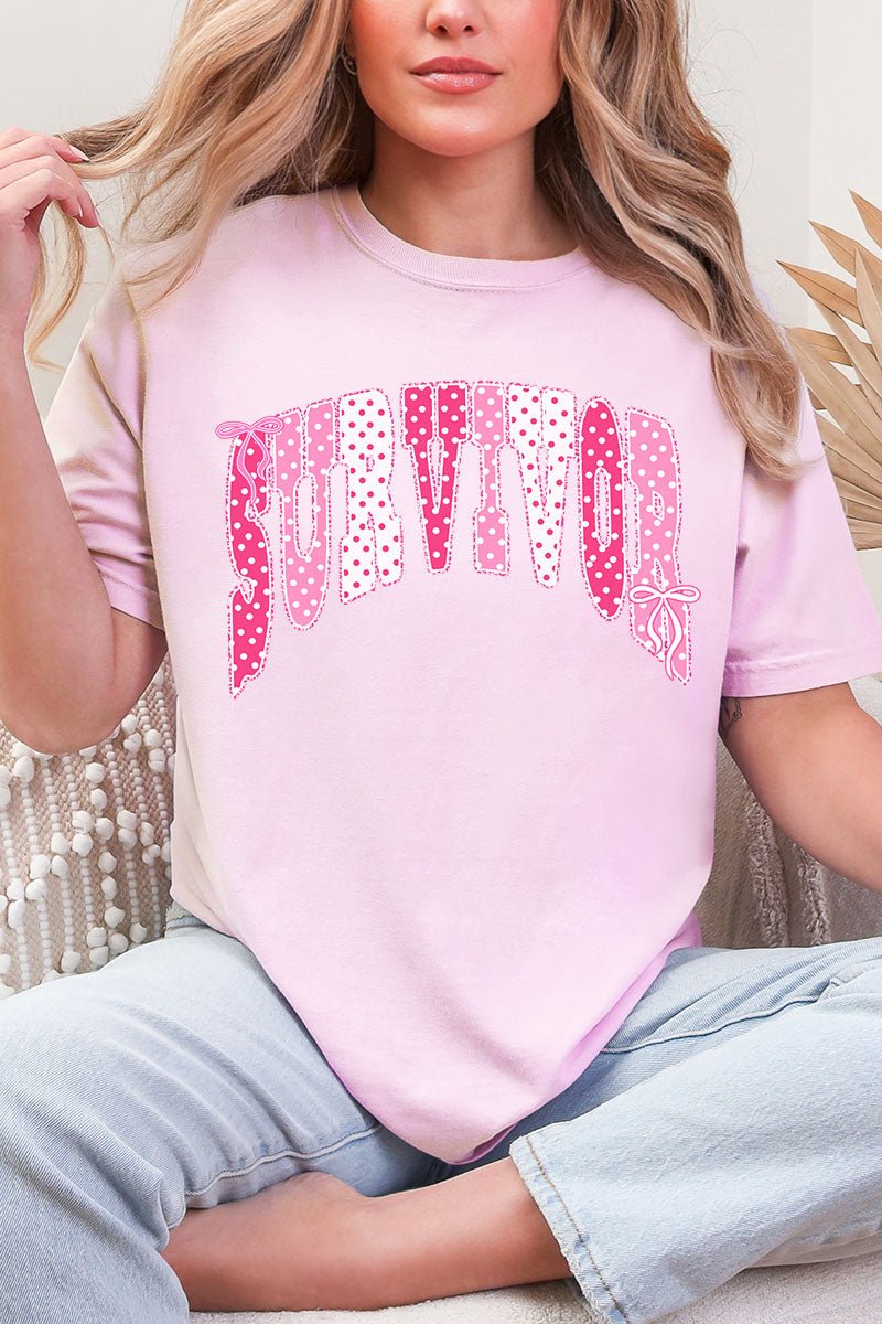 Pink Polka Pop Survivor Comfort Colors Adult Ring-Spun Cotton Tee