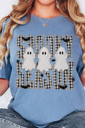 Spooky Season Gingham & Ghosts Comfort Colors Adult Ring-Spun Cotton Tee
