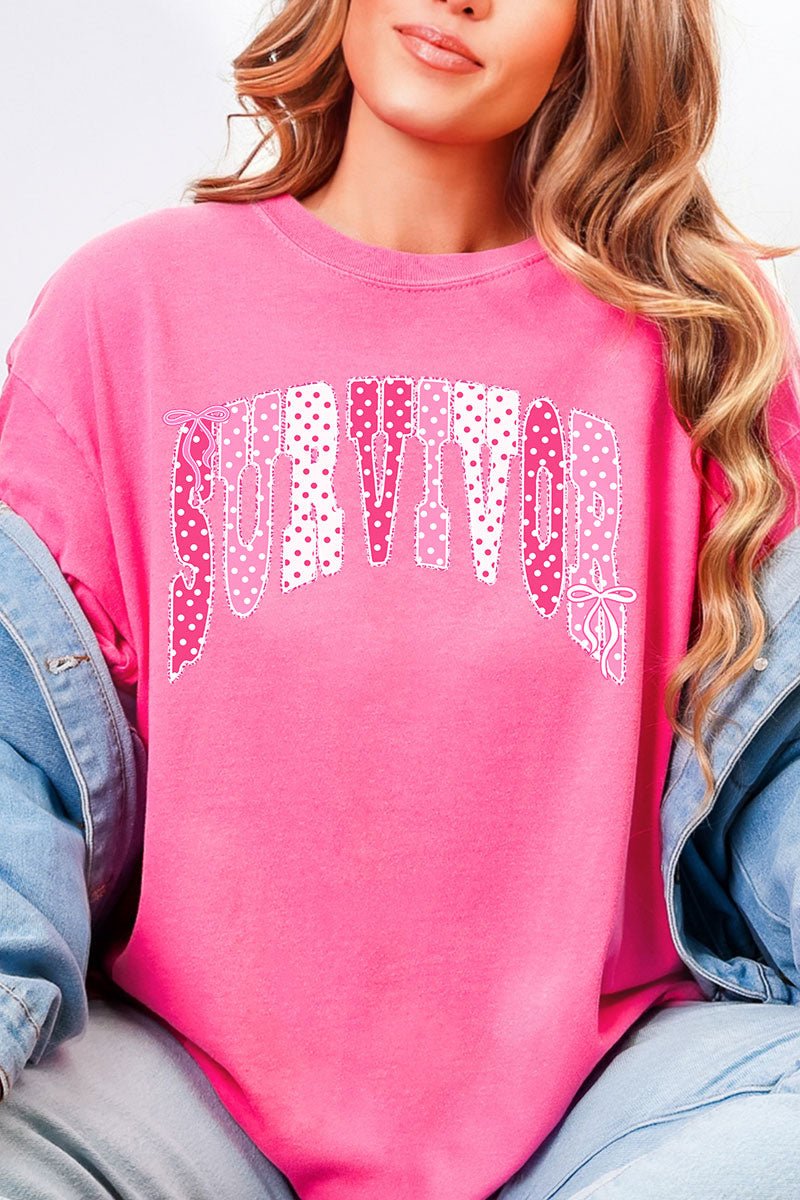 Pink Polka Pop Survivor Comfort Colors Adult Ring-Spun Cotton Tee