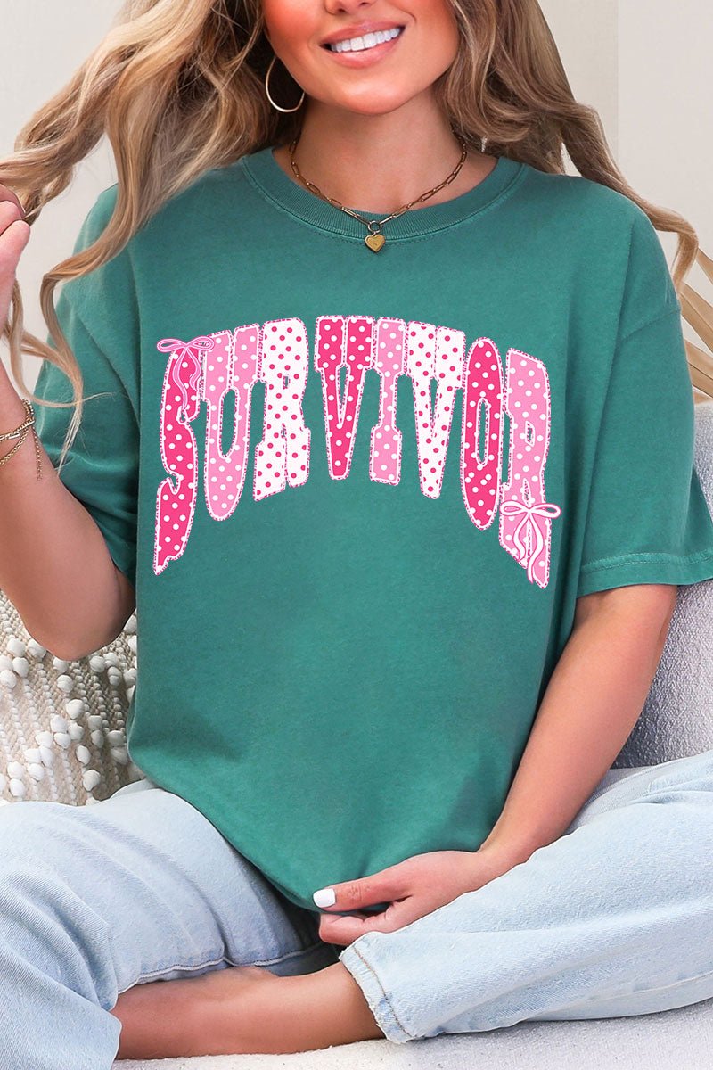 Pink Polka Pop Survivor Comfort Colors Adult Ring-Spun Cotton Tee