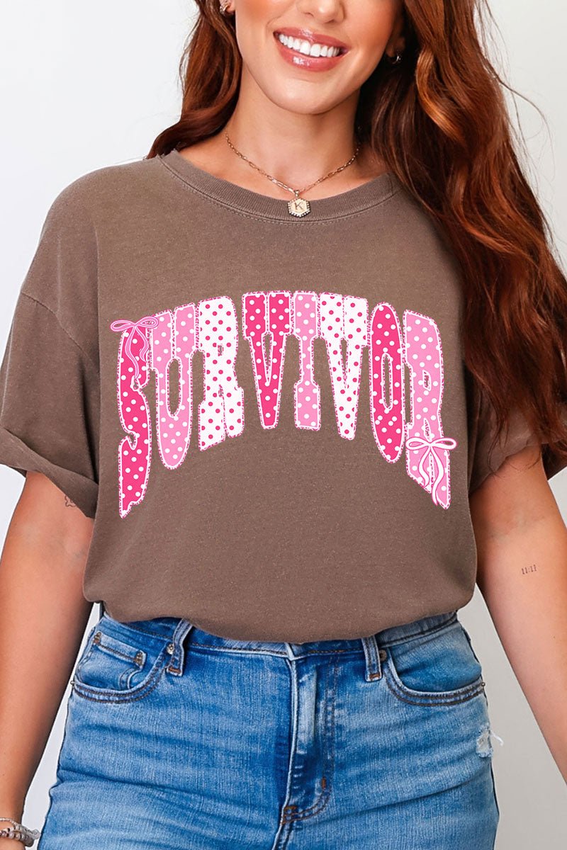 Pink Polka Pop Survivor Comfort Colors Adult Ring-Spun Cotton Tee