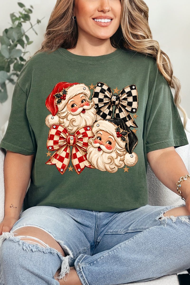 Merry Check Santa Comfort Colors Adult Ring-Spun Cotton Tee