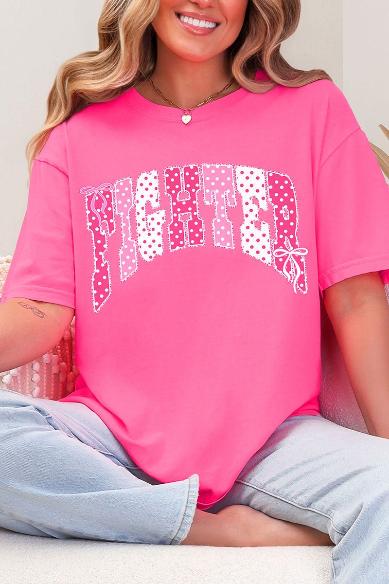 Pink Polka Pop Fighter Comfort Colors Adult Ring-Spun Cotton Tee