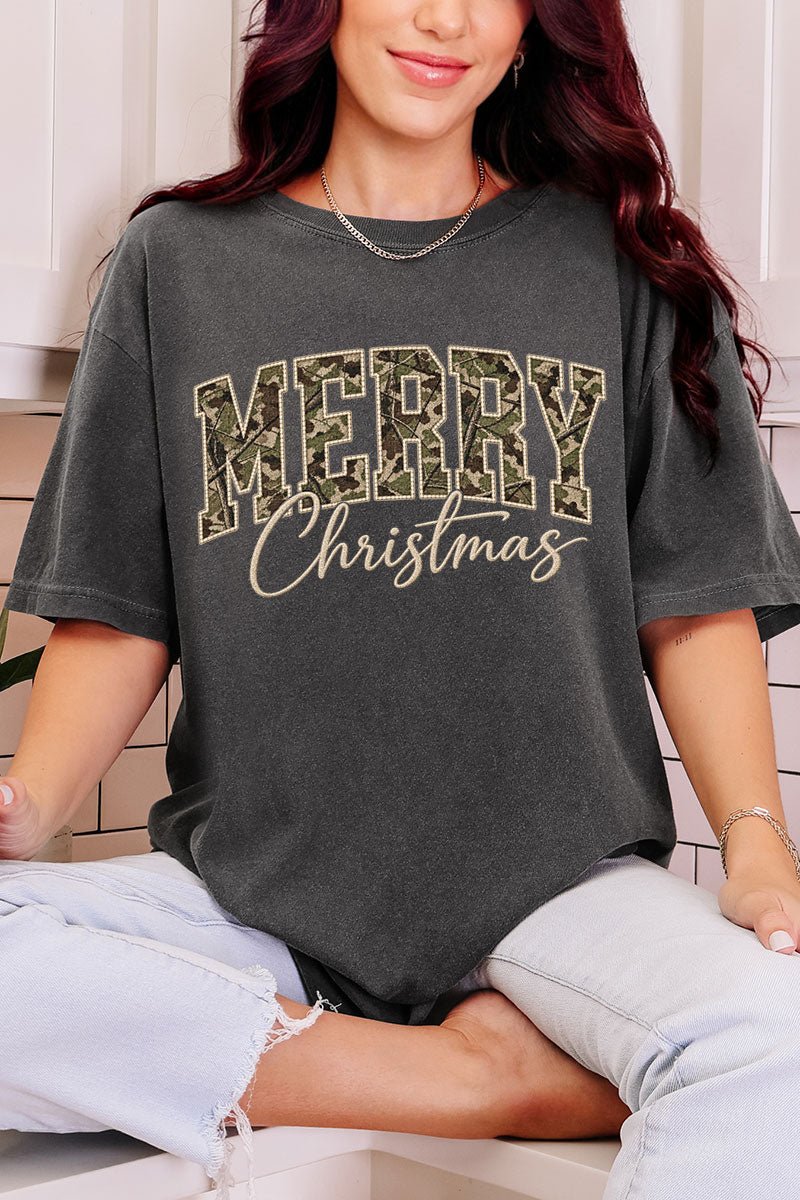 Camo Merry Christmas Comfort Colors Adult Ring-Spun Cotton Tee