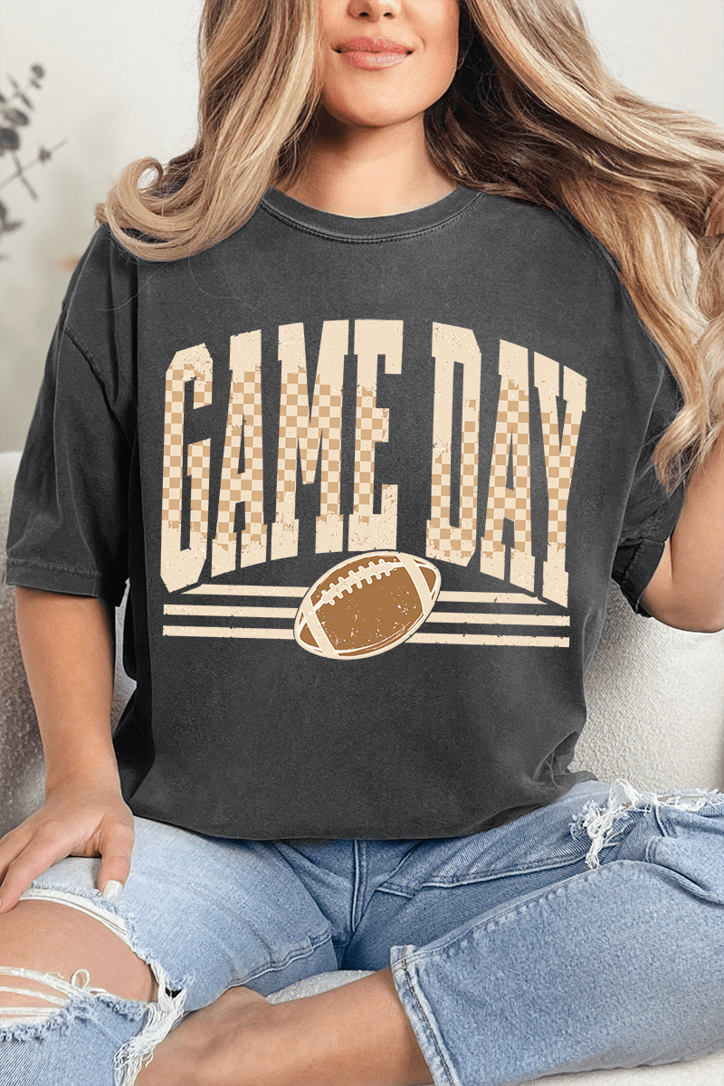 Checkered Taupe Game Day Comfort Colors Adult Ring-Spun Cotton Tee