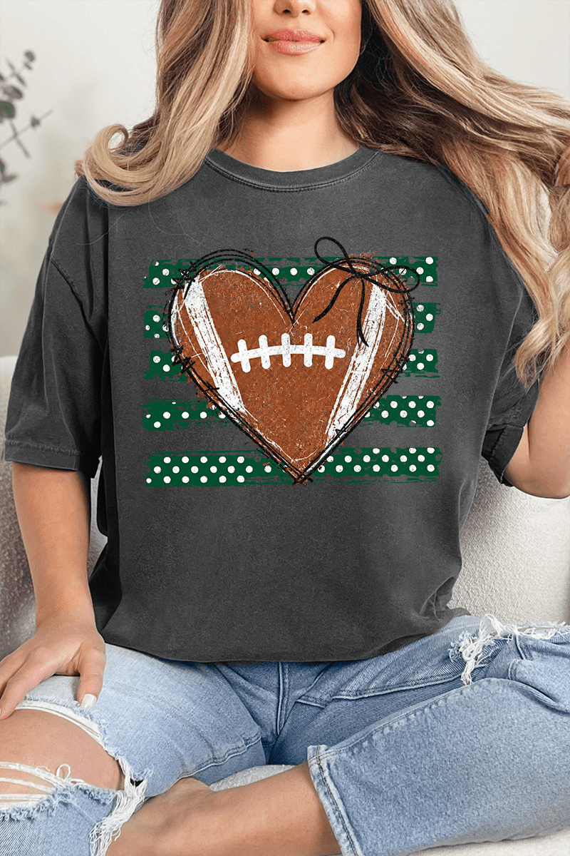 Green Football Sweetheart Comfort Colors Adult Ring-Spun Cotton Tee