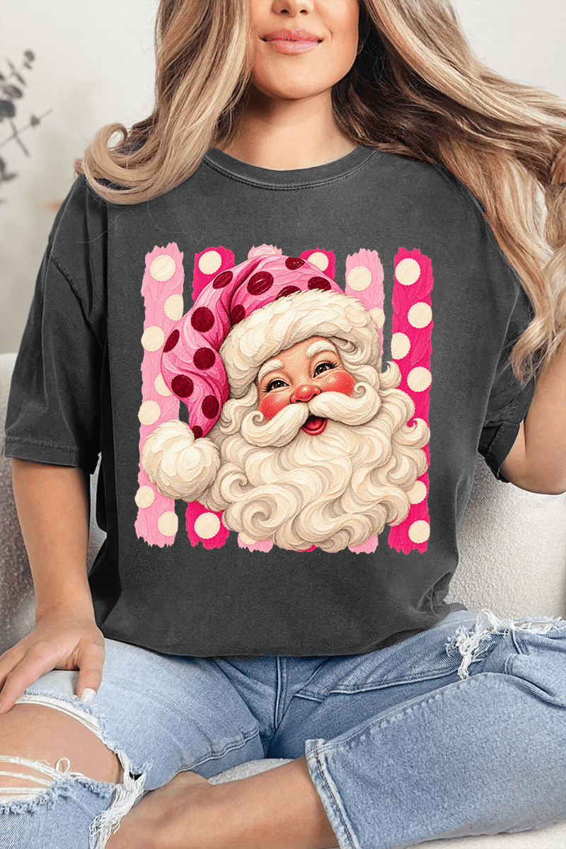 Pink Dot Jolly Santa Comfort Colors Adult Ring-Spun Cotton Tee
