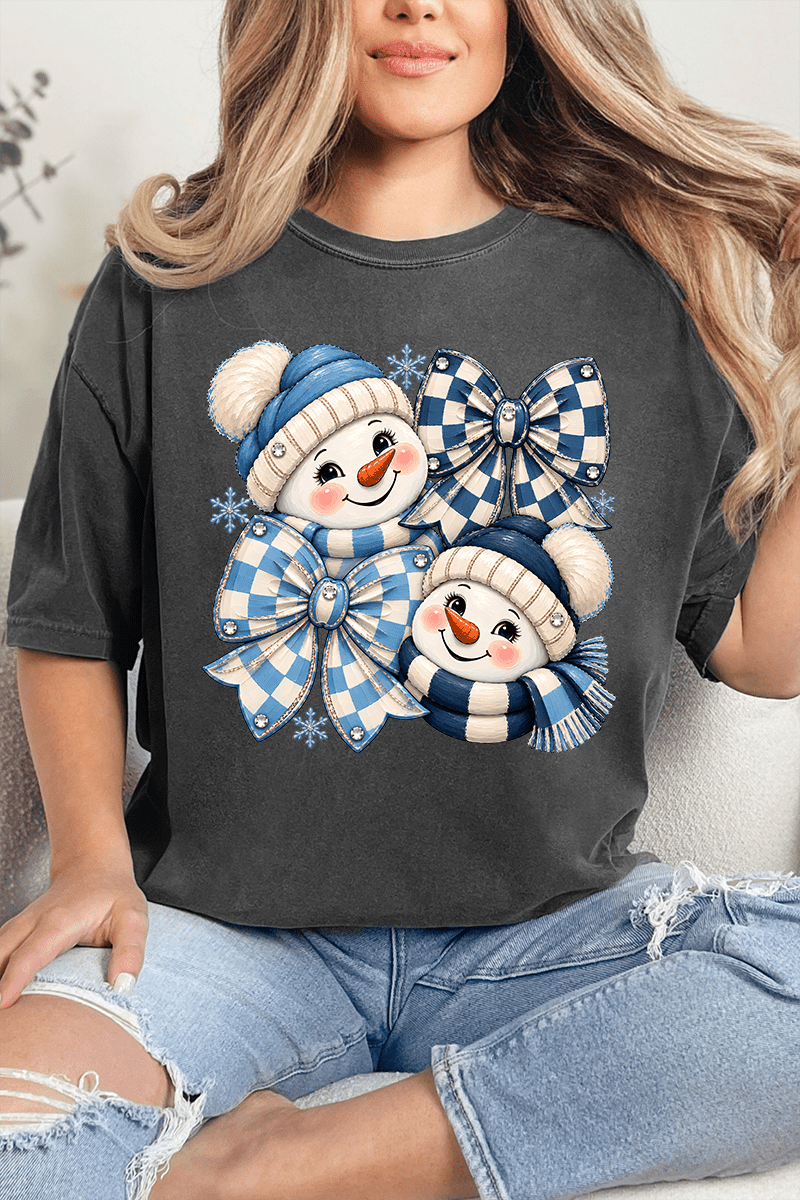 Winter Check Snowmen Comfort Colors Adult Ring-Spun Cotton Tee