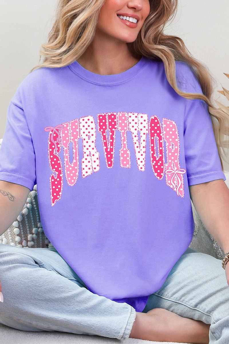 Pink Polka Pop Survivor Comfort Colors Adult Ring-Spun Cotton Tee