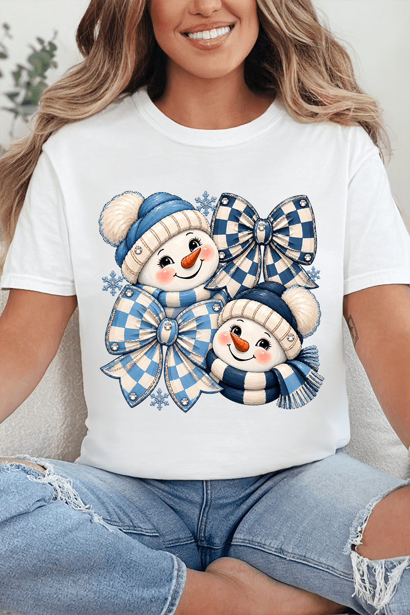 Winter Check Snowmen Comfort Colors Adult Ring-Spun Cotton Tee