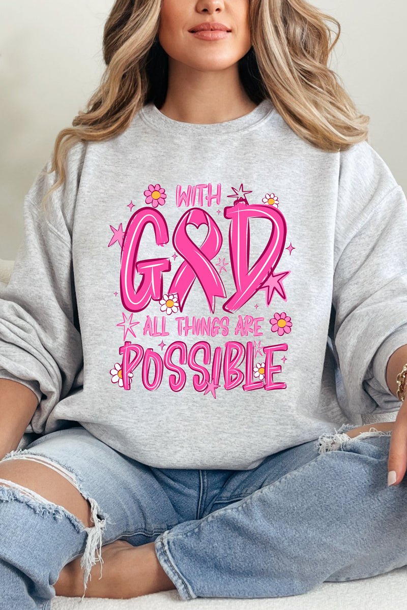 All Things Are Possible Pink Ribbon Heavy Blend Crew product image 3