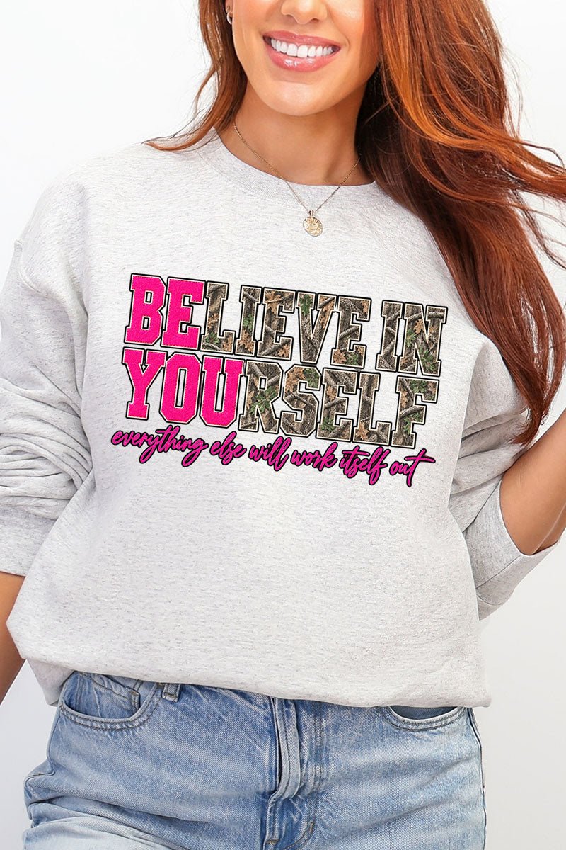 Believe In Yourself Pink Spark Heavy Blend Crew Sweatshirt product image 3
