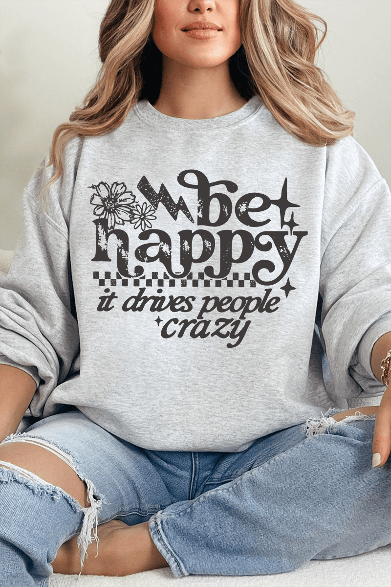 Black Be Happy Heavy Blend Crew Sweatshirt product image 3