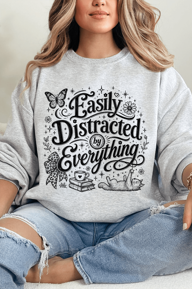 Black Easily Distracted By Everything Heavy Blend Crew product image 1