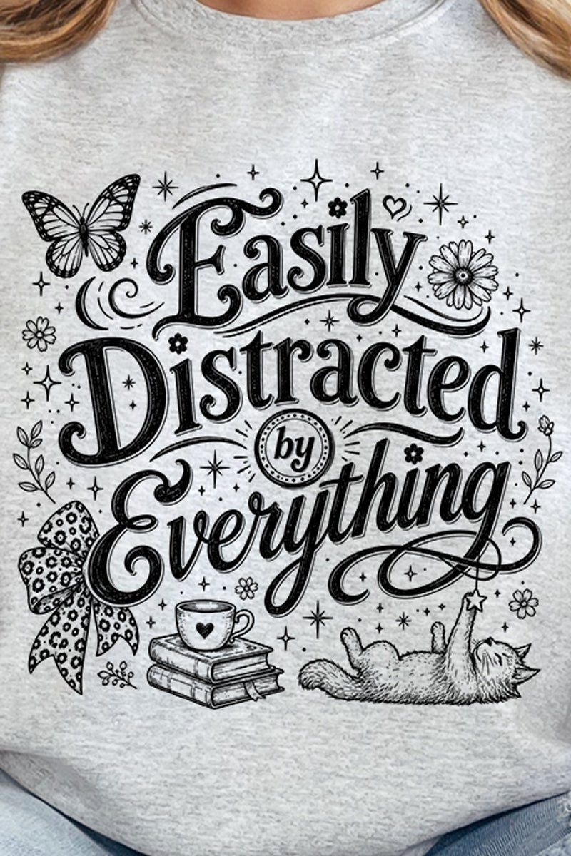 Black Easily Distracted By Everything Heavy Blend Crew product image 2