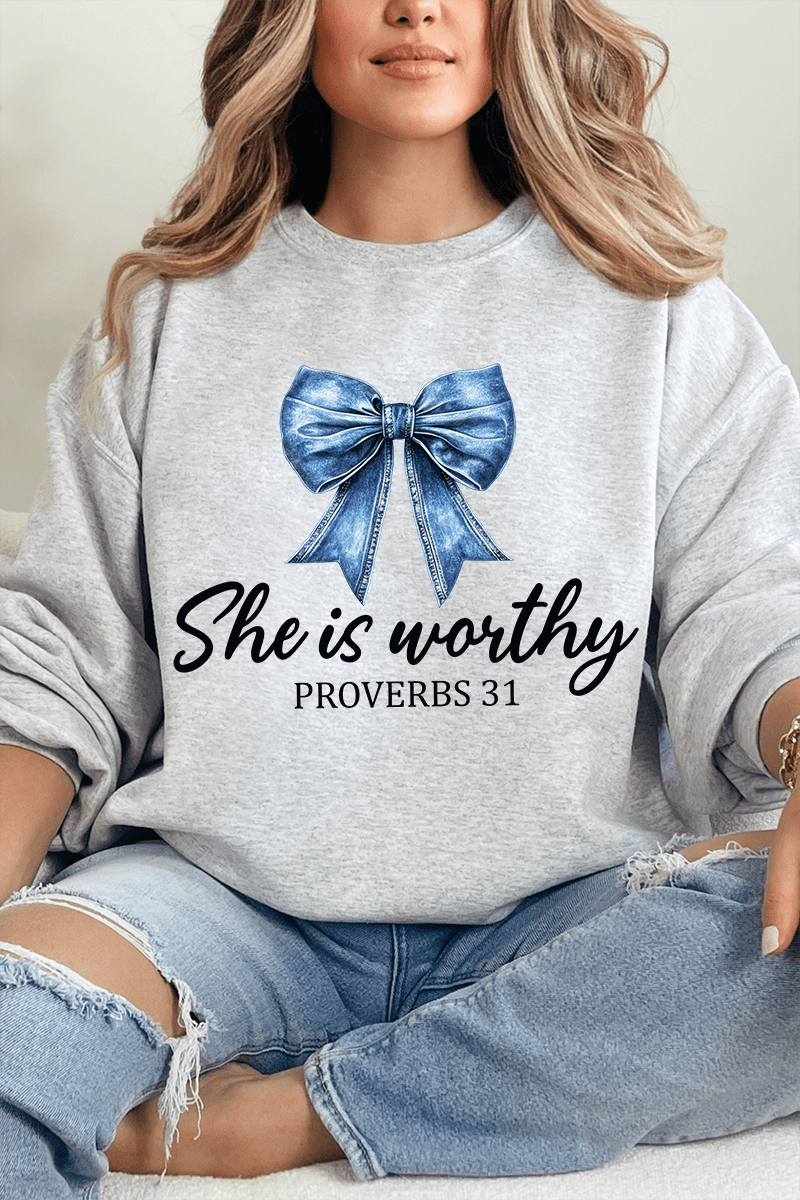 Blue Bow Worthy Heavy Blend Crew Sweatshirt product image 3
