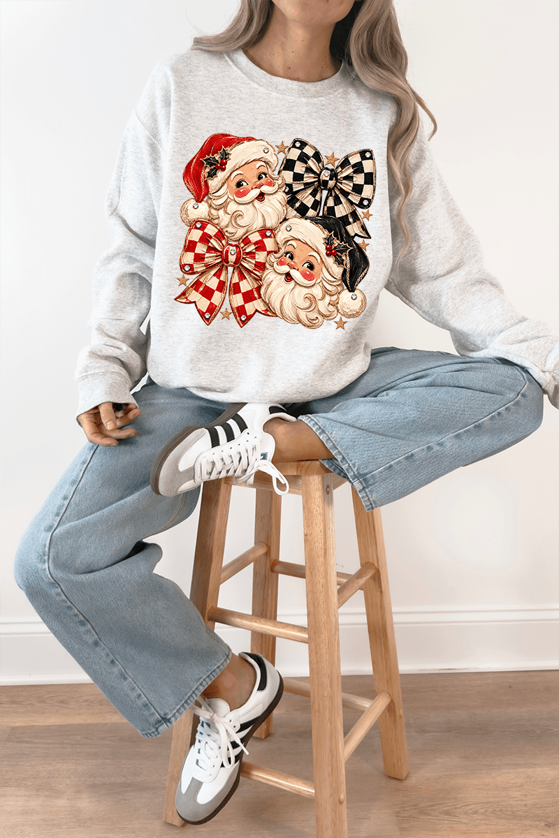 Merry Check Santa Heavy Blend Crew Sweatshirt product image 3