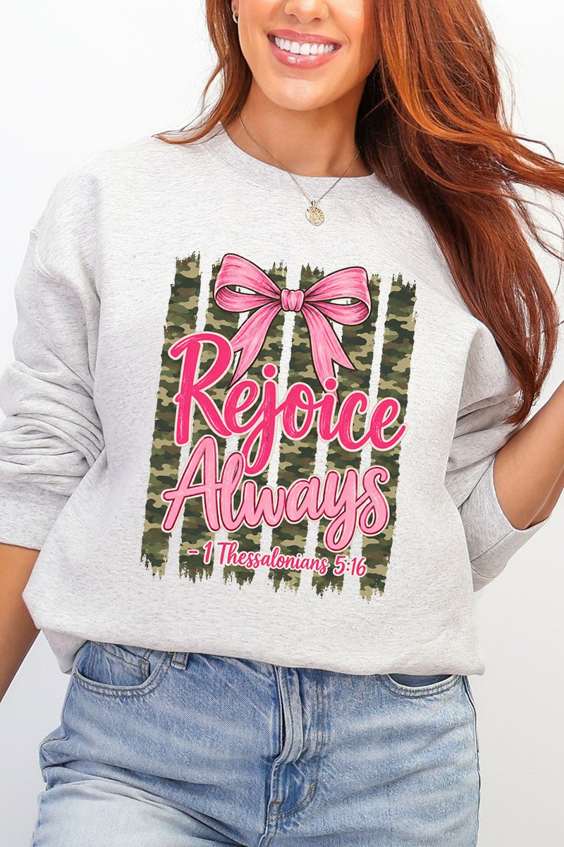 Rejoice Always Girly Camo Heavy Blend Crew Sweatshirt product image 3