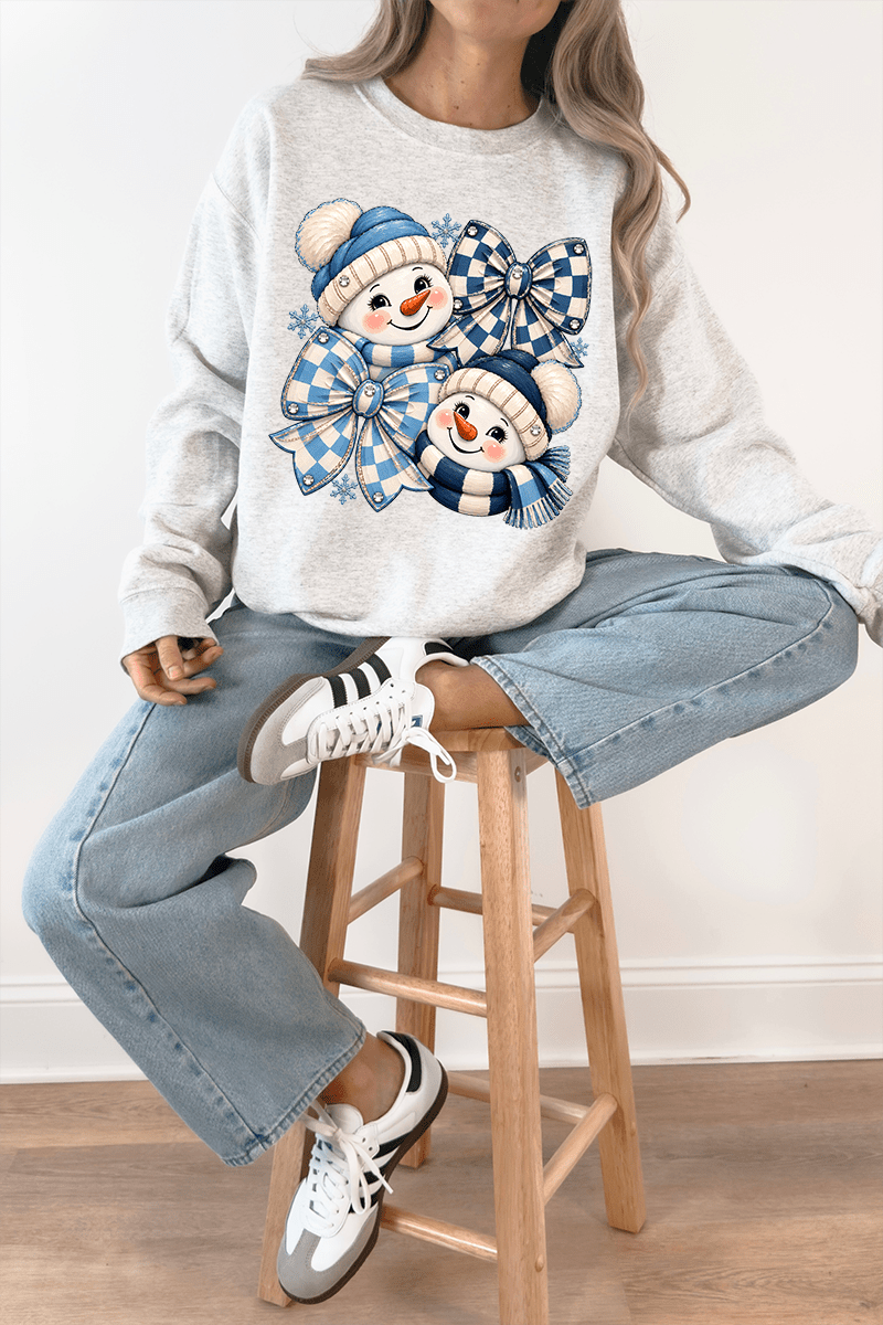 Winter Check Snowmen Heavy Blend Crew Sweatshirt product image 3