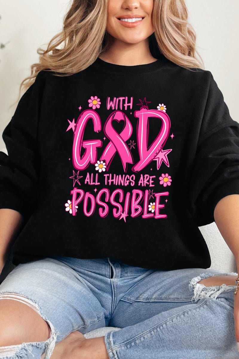All Things Are Possible Pink Ribbon Heavy Blend Crew product image 4