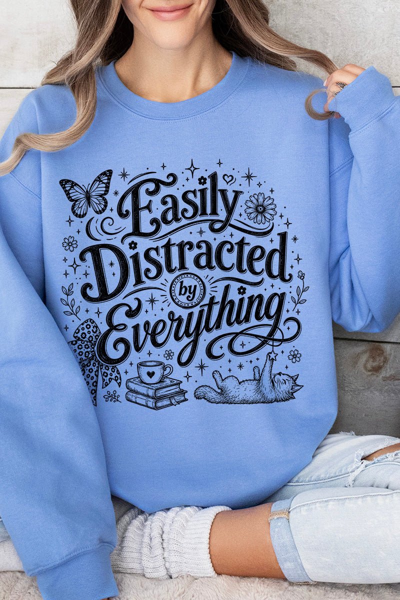 Black Easily Distracted By Everything Heavy Blend Crew product image 3