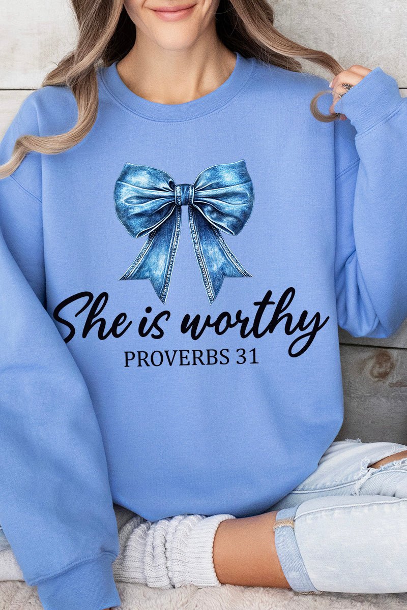 Blue Bow Worthy Heavy Blend Crew Sweatshirt product image 4