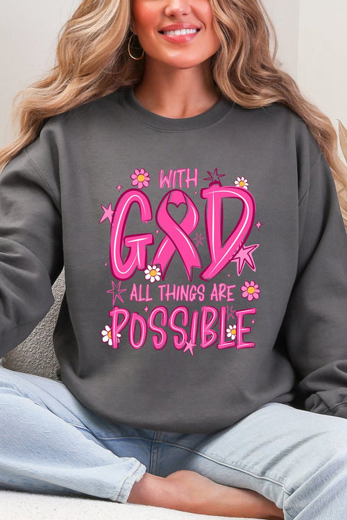 All Things Are Possible Pink Ribbon Heavy Blend Crew product image 1