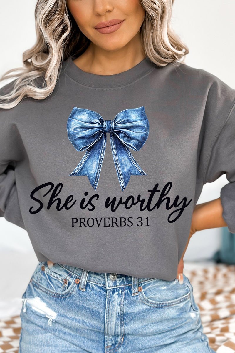 Blue Bow Worthy Heavy Blend Crew Sweatshirt product image 5