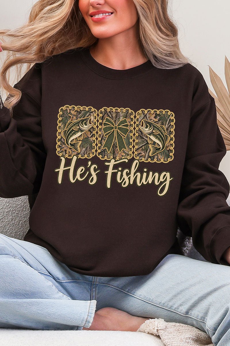 He's Fishing Heavy Blend Crew Sweatshirt product image 1