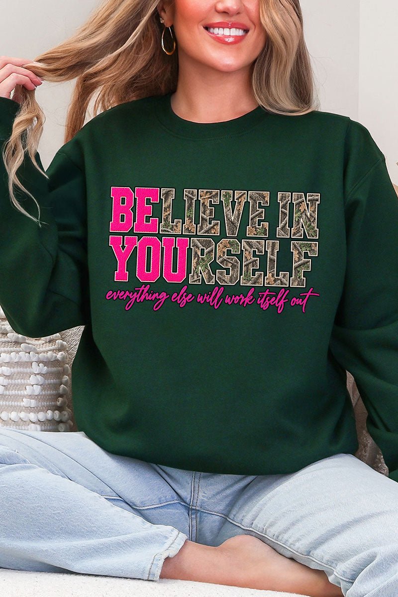 Believe In Yourself Pink Spark Heavy Blend Crew Sweatshirt product image 4