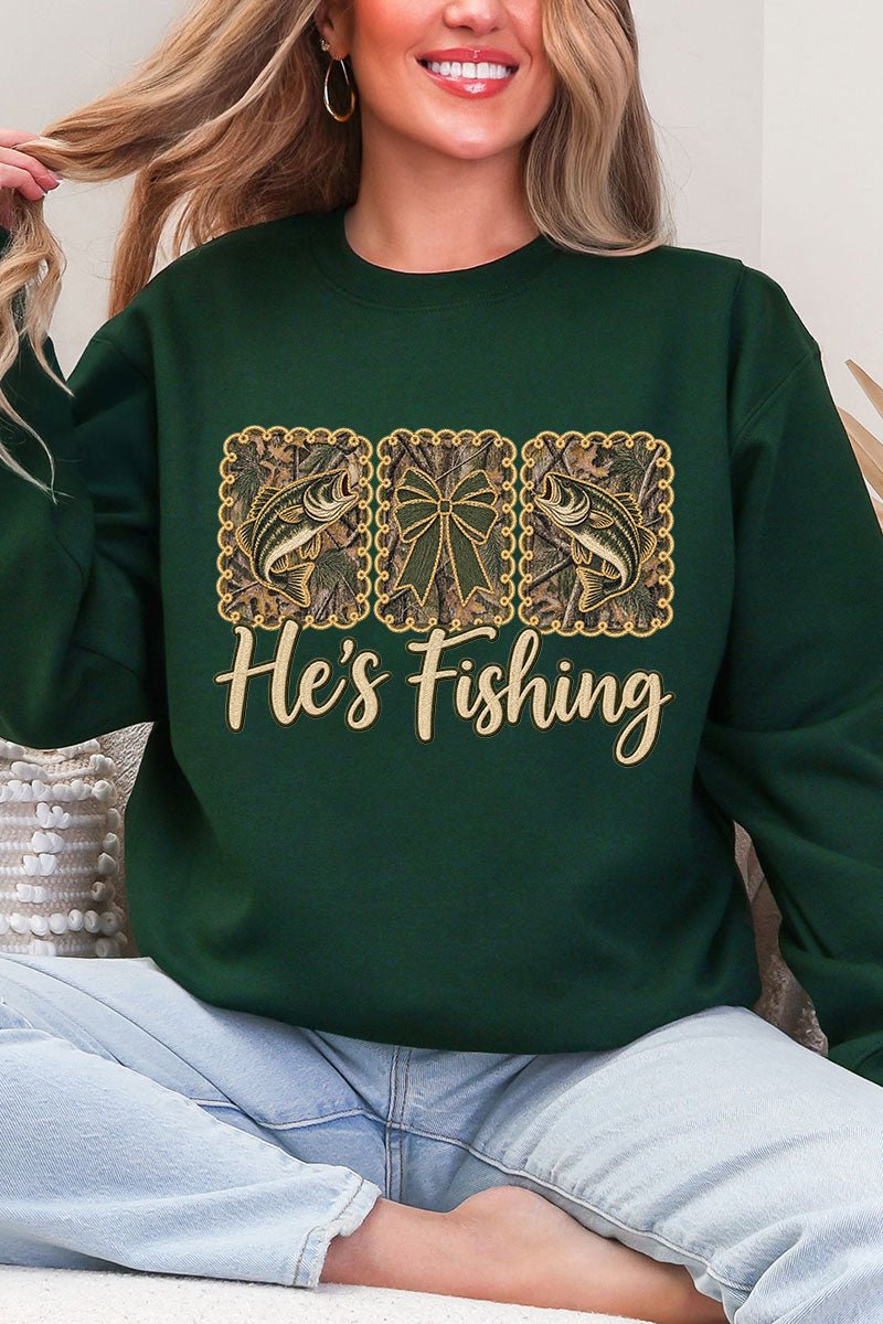 He's Fishing Heavy Blend Crew Sweatshirt product image 3
