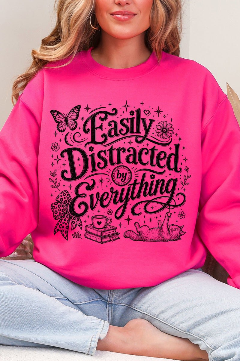 Black Easily Distracted By Everything Heavy Blend Crew product image 4