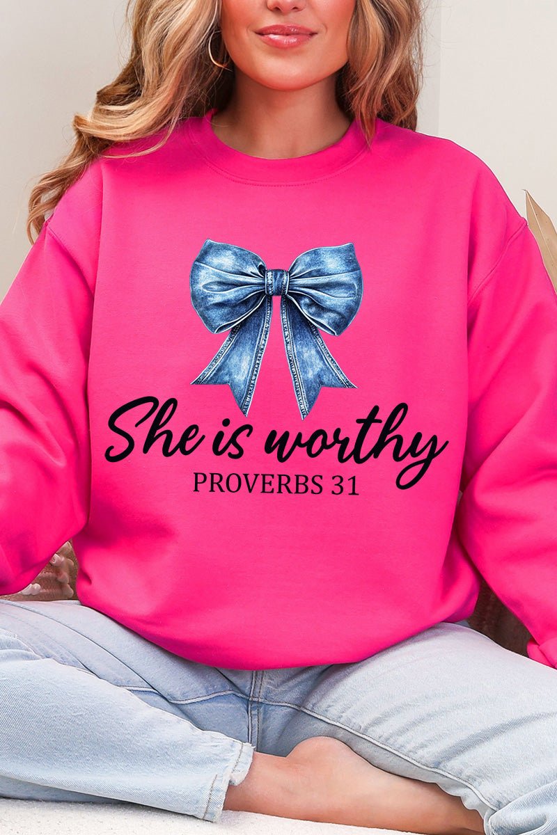 Blue Bow Worthy Heavy Blend Crew Sweatshirt product image 6