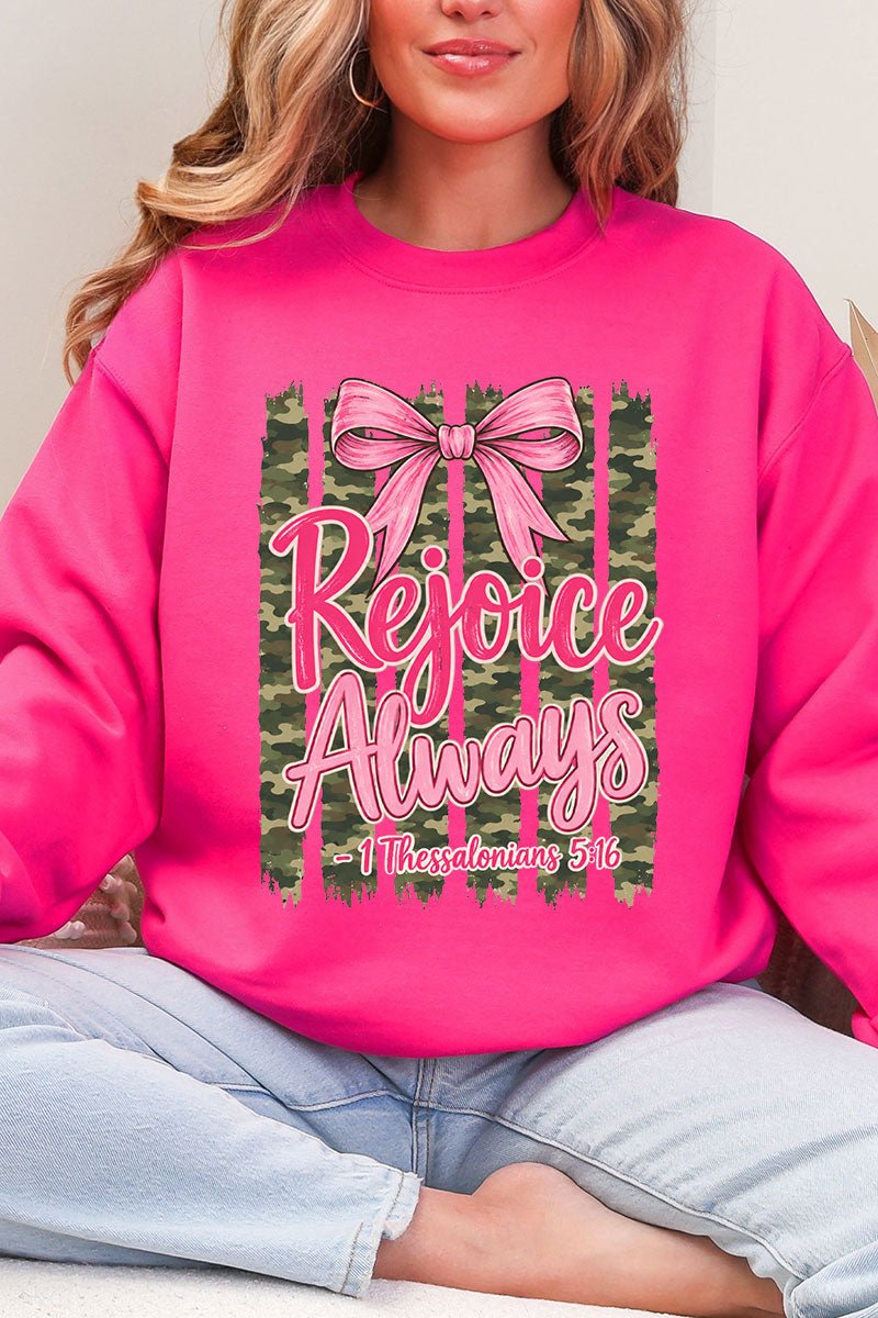 Rejoice Always Girly Camo Heavy Blend Crew Sweatshirt product image 6