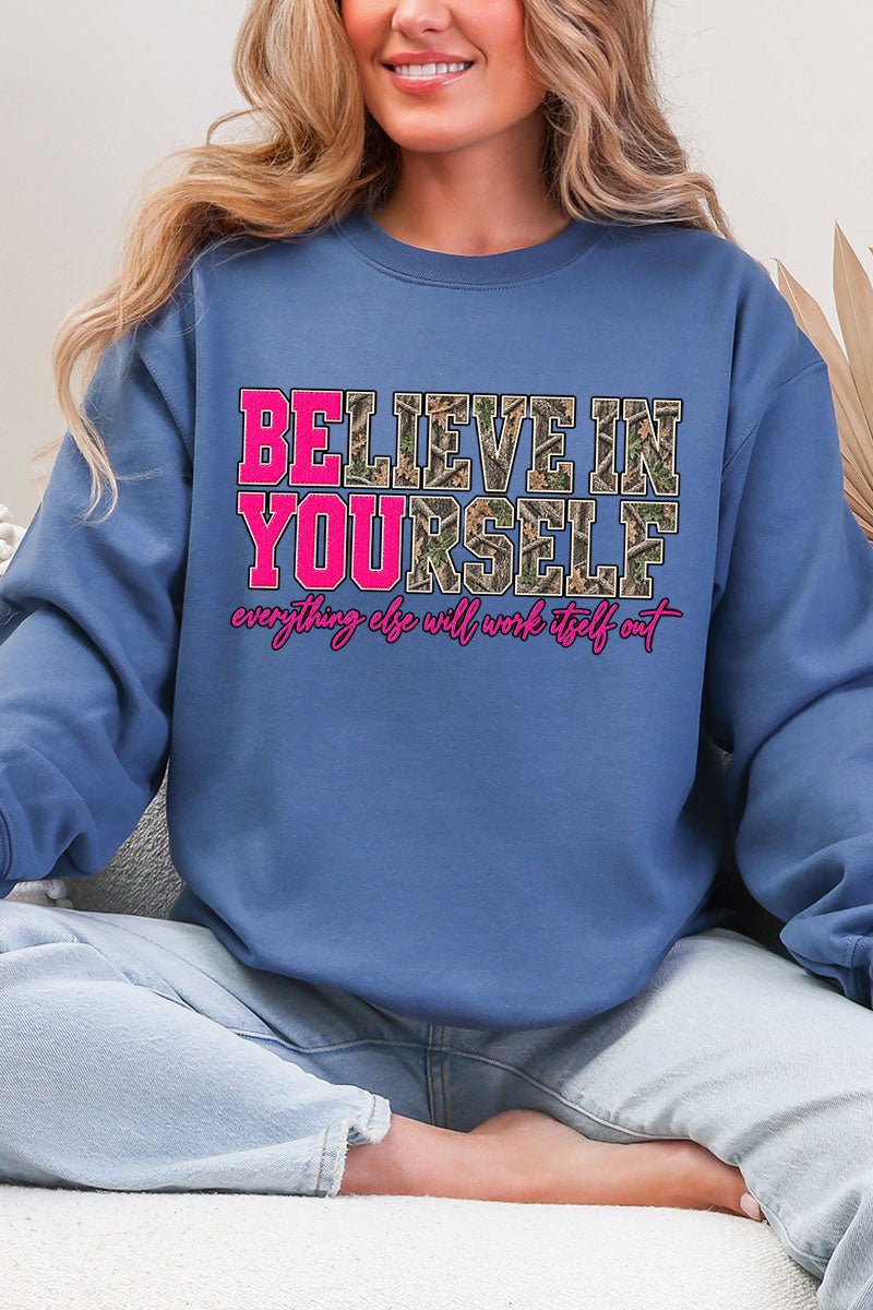 Believe In Yourself Pink Spark Heavy Blend Crew Sweatshirt product image 5