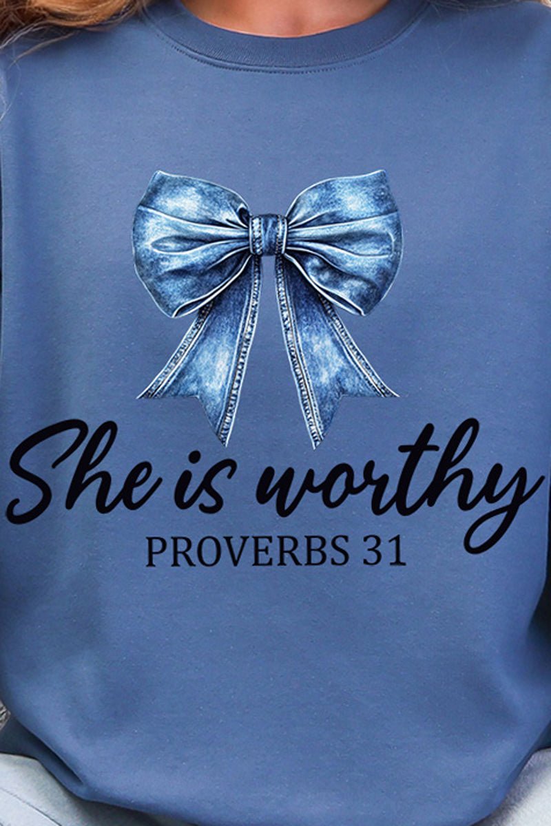 Blue Bow Worthy Heavy Blend Crew Sweatshirt product image 2