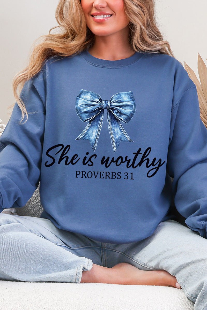 Blue Bow Worthy Heavy Blend Crew Sweatshirt product image 1