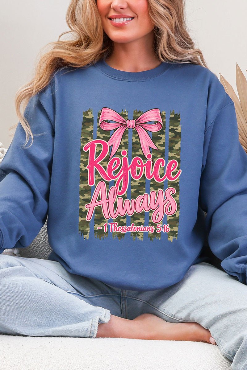 Rejoice Always Girly Camo Heavy Blend Crew Sweatshirt product image 7