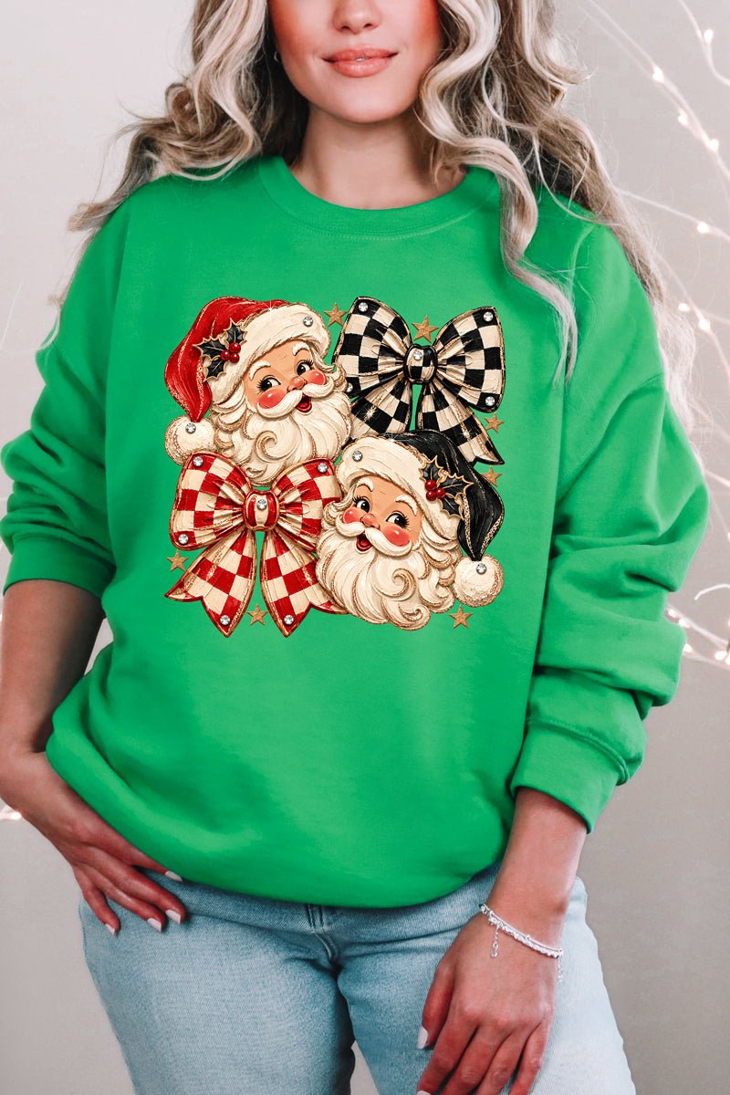Merry Check Santa Heavy Blend Crew Sweatshirt product image 1