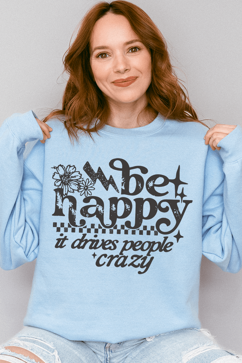 Black Be Happy Heavy Blend Crew Sweatshirt product image 4