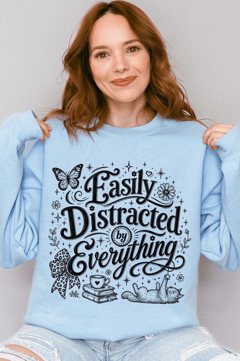 Black Easily Distracted By Everything Heavy Blend Crew product image 6
