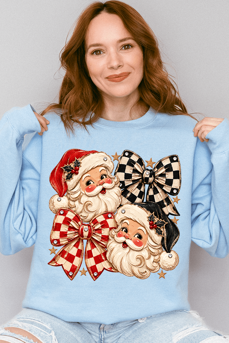 Merry Check Santa Heavy Blend Crew Sweatshirt product image 5