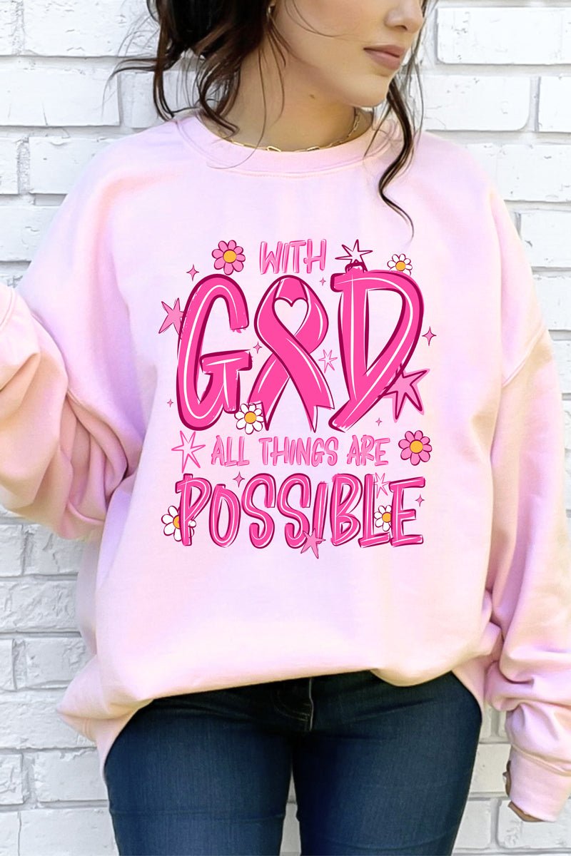 All Things Are Possible Pink Ribbon Heavy Blend Crew product image 5