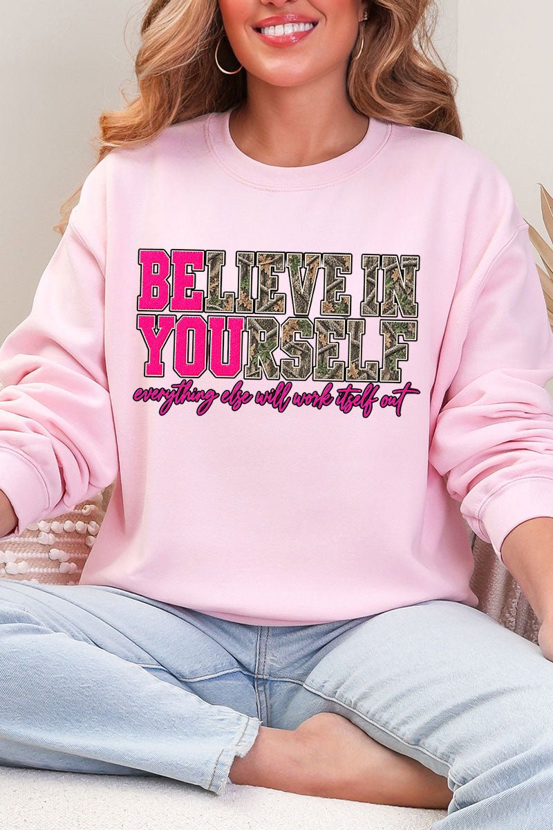 Believe In Yourself Pink Spark Heavy Blend Crew Sweatshirt product image 6